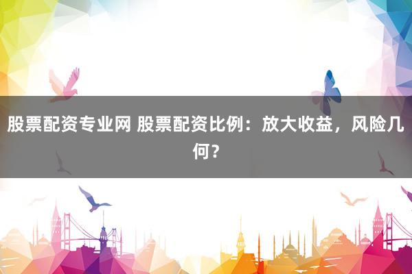 股票配资专业网 股票配资比例：放大收益，风险几何？