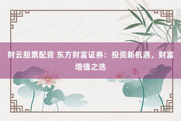 财云股票配资 东方财富证券：投资新机遇，财富增值之选