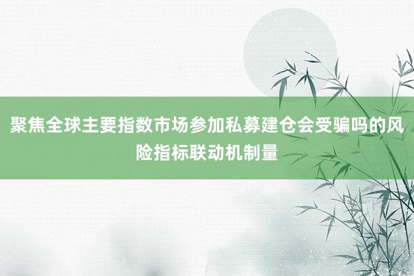 聚焦全球主要指数市场参加私募建仓会受骗吗的风险指标联动机制量