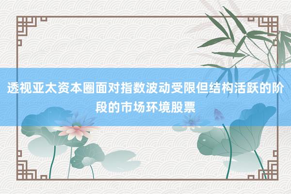 透视亚太资本圈面对指数波动受限但结构活跃的阶段的市场环境股票