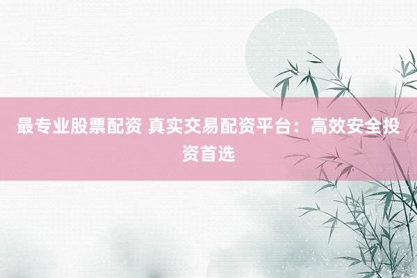 最专业股票配资 真实交易配资平台：高效安全投资首选