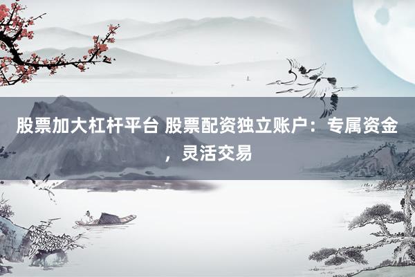 股票加大杠杆平台 股票配资独立账户：专属资金，灵活交易